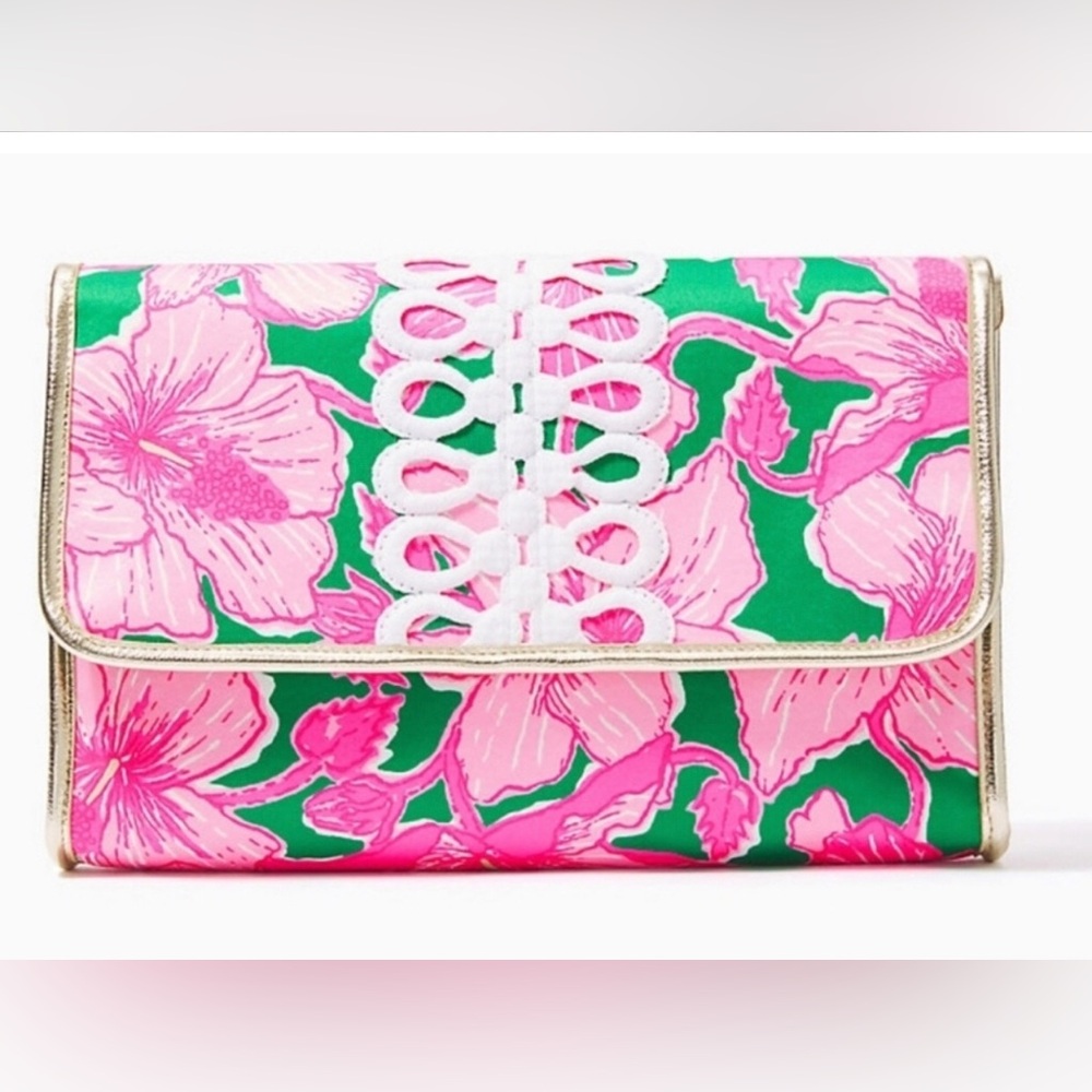 Lilly Pulitzer GWP Envelope Pouch Kelly Green Hibis Kiss